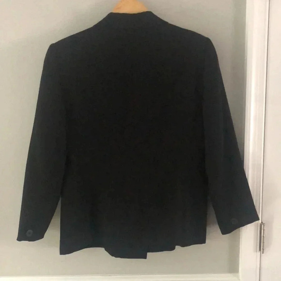 Vintage Rena Rowan Blazer Jacket Wool Short Black Button Down Size 8P - Picture 5 of 5